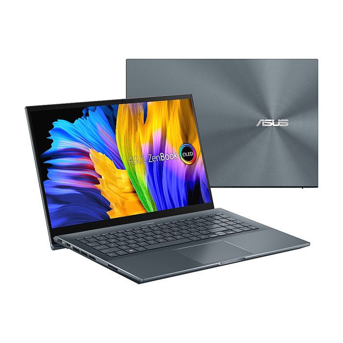 Asus Zenbook Pro OLED UM535QE-OLED-KY731X, AMD Ryzen 7 5800H 3.2 GHz(16M Cache, up to 4.4 GHz) OLED 15.6" FHD IPS (1920x1080)400Nits Glare Touch, 16GB LPDDR4(ON BD), PCIEG3x2 1TB SSD, RTX 3050 Ti 4GB GDDR6,Thunderbolt,TPM,Windows 11 Pro (тъмнейл - 1)