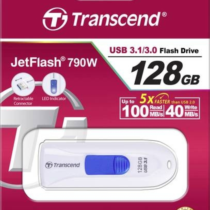 Transcend 128GB JETFLASH 790, USB 3.1, white (тъмнейл - 4)