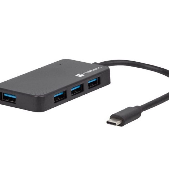 Natec usb 3.0 hub silkworm 4-ports black usb-c (тъмнейл - 4)