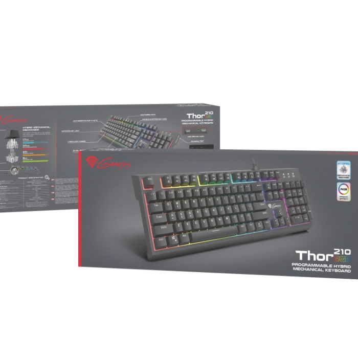 Genesis Hybrid Switch Gaming Keyboard Thor 210 RGB US Layout Backlight (тъмнейл - 4)