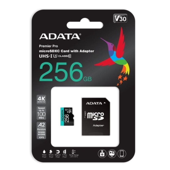 ADATA 256GB MicroSDXC UHS-I U3 V30S (with adapter) (тъмнейл - 1)