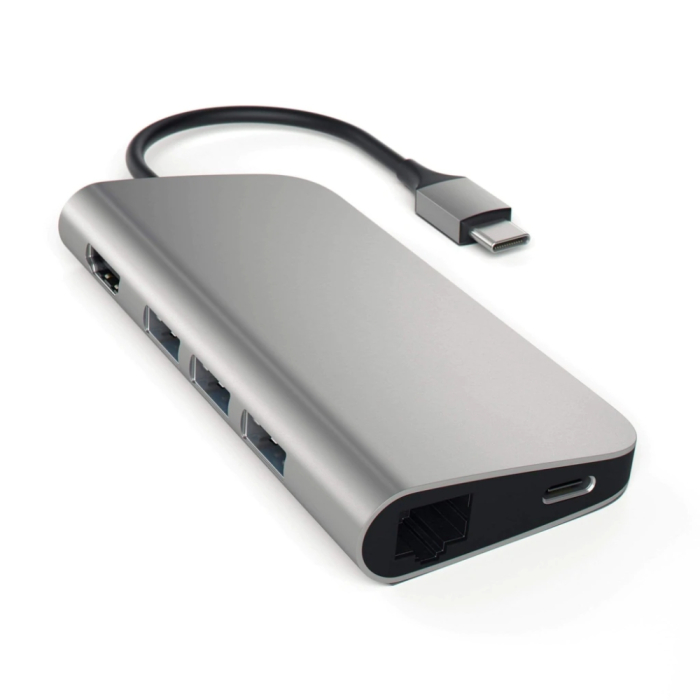 Satechi Aluminium Type-C Multi-Port Adapter (HDMI 4K,3x USB 3.0,MicroSD,Ethernet) - Space Grey