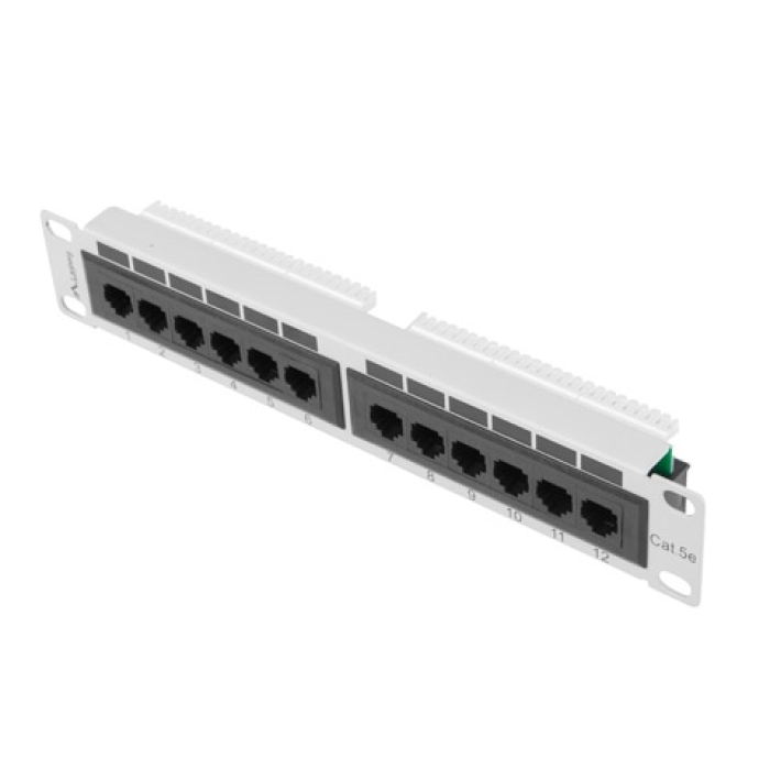 Lanberg patch panel 12port 1U 10" CAT.5E, grey