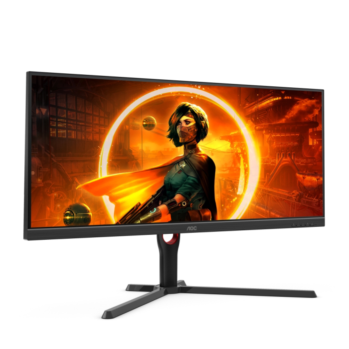 AOC U34G3XM/EU, 34" VA WLED, 3440x1440@144Hz, 4ms GtG, 1ms MPRT, 300cd m/2, 3000:1, Mega Infinity DCR, AdaptiveSync, FlickerFree, Low Blue Light, Tilt, Height Adjust, Swivel, 2xHDMI, DP (тъмнейл - 2)