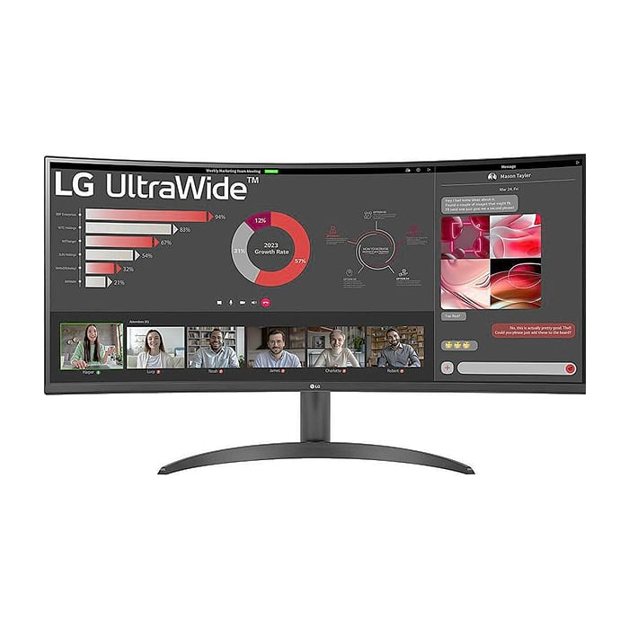 LG 34WR50QC-B, 34" UltraWide AG , Curved 21:9 VA Panel, 5ms, 3000:1, 300 cd/m2, WQHD 3440x1440, HDR10, sRGB 99% , AMD FreeSync, USB type-C, 100Hz, HDMI, DisplayPort, PBP, Height Adjustable, Tilt, Reader Mode, Headphone Out, Black