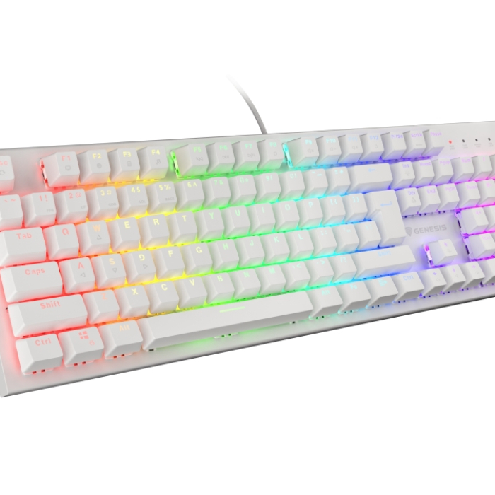 Genesis Gaming Keyboard Thor 303 White RGB Backlight US Layout Brown Switch (тъмнейл - 1)