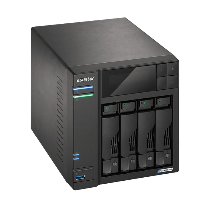 Asustor Lockerstore 4 AS6604T, 4-Bay NAS, Intel Apollo Lake Quad-Core J4125 up to 2.7GHz, 4 GB SO-DIMM DDR4,M.2 Slots (2280 NVMe SSD) x2, GbE x 2, USB 3.2 x 3, HDMI 2.0, WOW (Wake on WAN), WOL, System Sleep Mode, AES-NI hardware encryption (тъмнейл - 2)