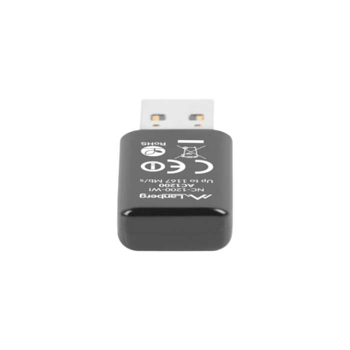 Lanberg Wireless Network Card USB AC1200 Dual Band 2x Internal Antenna (тъмнейл - 1)