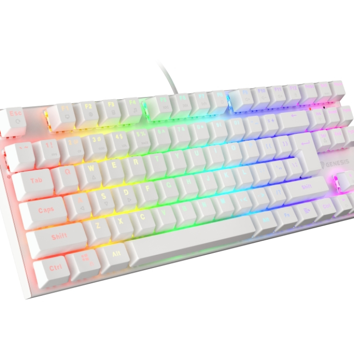 Genesis Gaming Keyboard Thor 303 TKL White RGB Backlight US Layout Brown Switch (тъмнейл - 1)