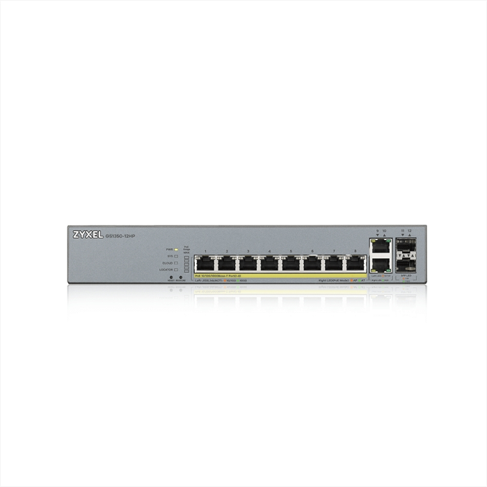 ZyXEL GS1350-12HP, 12 Port managed CCTV PoE switch, long range, 130W (тъмнейл - 1)