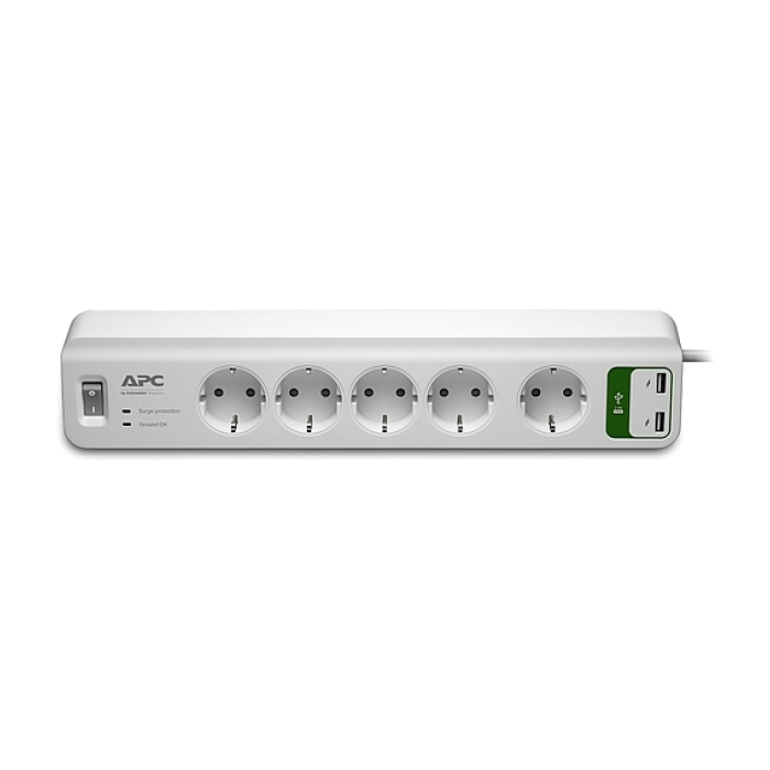 APC Essential SurgeArrest 5 outlets with 5V, 2.4A 2 port USB charger 230V Germany