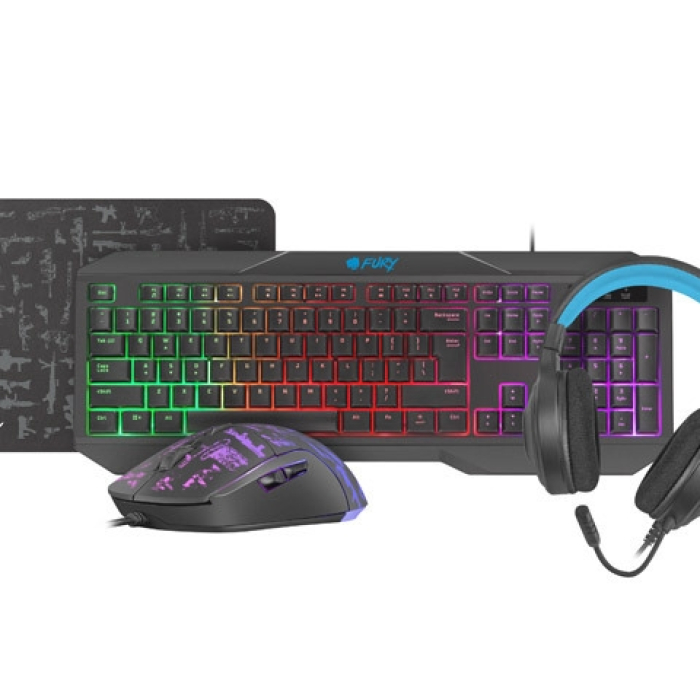 Fury Gaming Combo Set 4in1 Thunderstreak 3.0 Keyboard + Mouse + Headphones + Mousepad, US Layout на супер цена