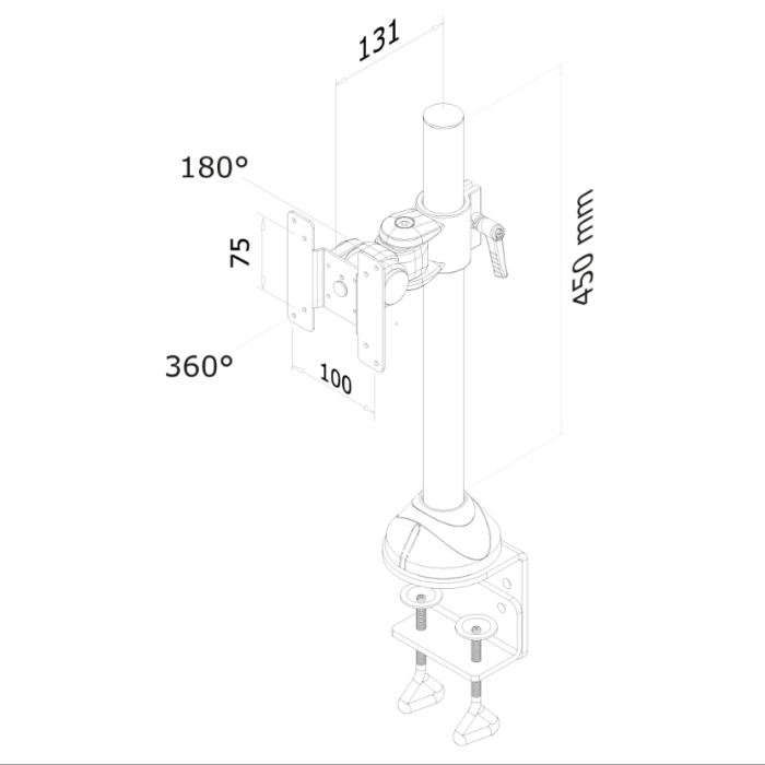 Neomounts by NewStar Flat Screen Desk Mount (clamp) (тъмнейл - 2)