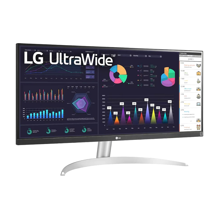 LG 29WQ600-W, 29" UltraWide Full HD, IPS Panel, 1ms MBR, 1000:1, 250 cd/m2, 21:9, 2560 x 1080, HDR 10, sRGB 99%, FreeSync, 100Hz, USB Type-C, Speacers, HDMI, DP, Tilt, Headphone Out, Black (тъмнейл - 2)