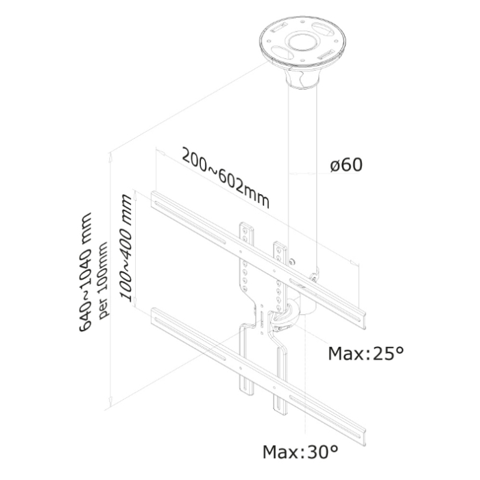 Neomounts by NewStar Flat Screen Ceiling Mount (Height: 64-105 cm) (тъмнейл - 2)