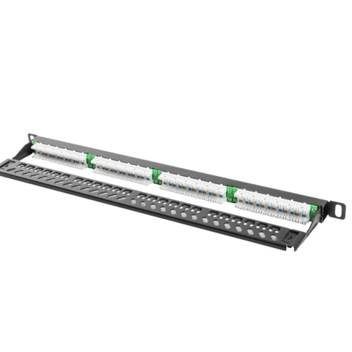 Lanberg patch panel 24 port 0.5U CAT.5E, black (тъмнейл - 2)