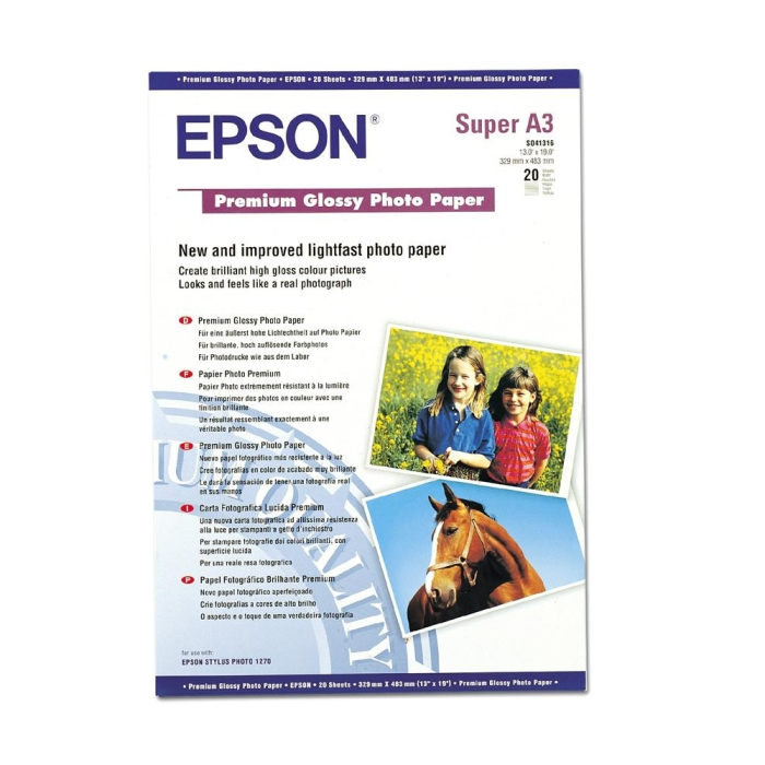 Epson Premium Glossy Photo Paper, DIN A3+, 255g/m2, 20 Blatt