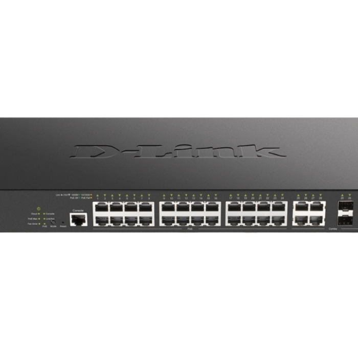 D-Link 24-port PoE Gigabit Managed Switch + 4 Combo 1000BaseT/SFP на супер цена