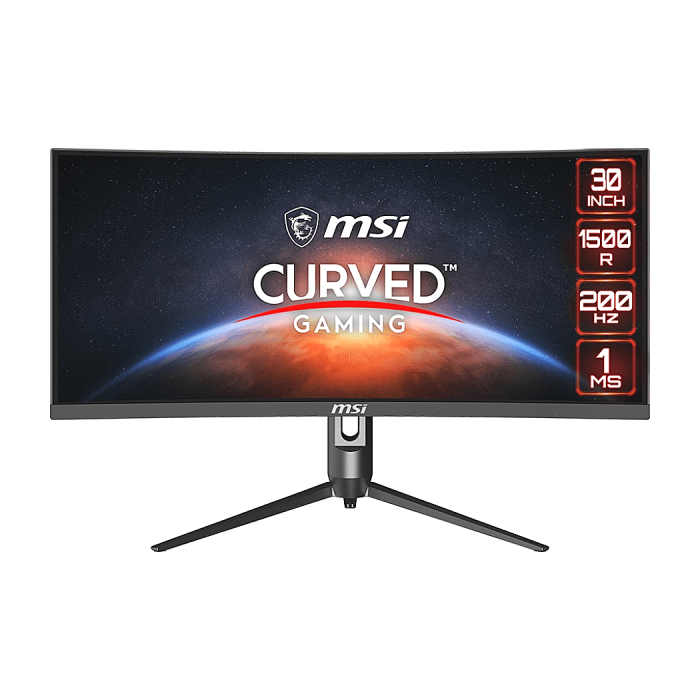 MSI Optix MAG301CR2, 29.5", 200Hz, 1ms, VA, 2560x1080, 21:9, Curved 1500R, Freesync Premium, Gaming OSD, Mystic Light, Anti-Flicker, LBL, 300 nits, 3000:1, 1x DP (1.2), 2x HDMI (2.0), 1x Type C (DP alt.), Earphone out, Height Adj, VESA, 9S6-3CB45H-01