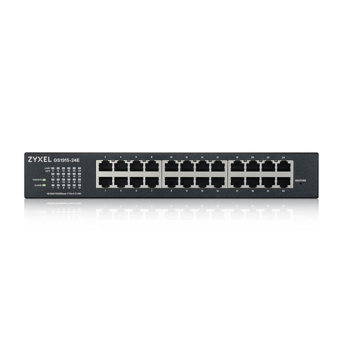 ZyXEL GS1915-24E, 24-port GbE Smart hybrid mode Switch, standalone or NebulaFlex Cloud, rackmount, fanless на супер цена