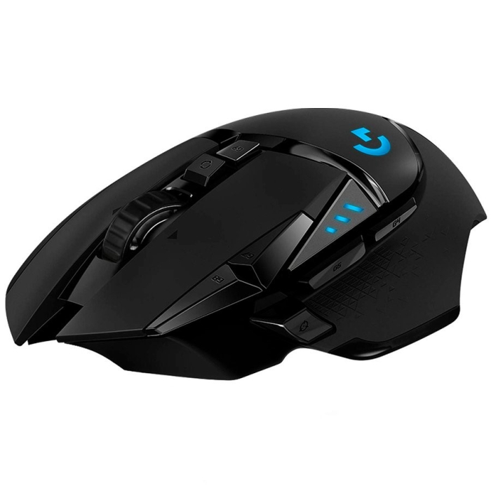 Logitech G502 Wireless Mouse, Lightsync RGB, Lightspeed Wireless, HERO 25K DPI Sensor, 400 IPS, 4x2g + 2x4g Optional Weights, 11 Programmable Buttons, 121g, Black (тъмнейл - 1)