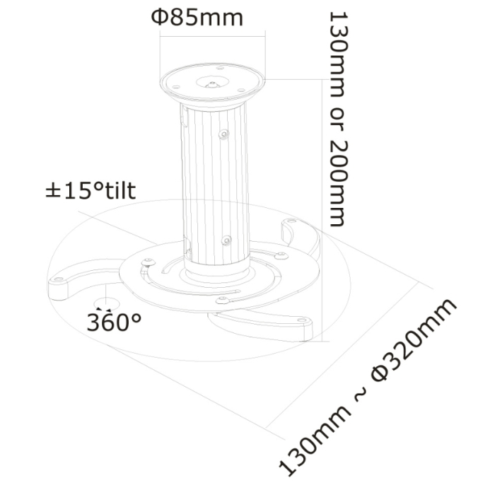 Neomounts by NewStar Projector Ceiling Mount (height: 8-15 cm), silver (тъмнейл - 4)