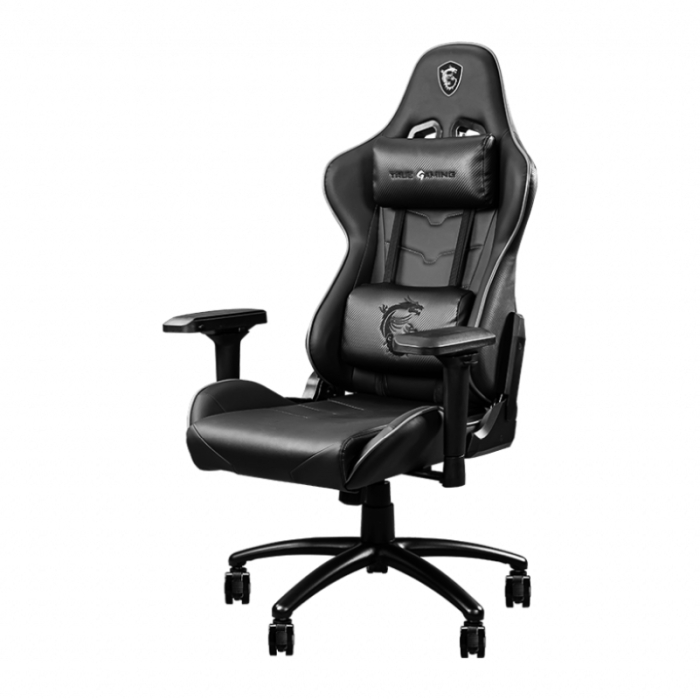 MSI MAG CH120 I, Adjustable Back Angle 90° - 180°, 4D Adjustable Armrests, PVC Leather, High Density Mould Shaping Foam, Ergonomic headrest pillow and lumbar, Gas Lift Class-4, 75mm Wheels, up to 150 KG, Steel Frame, Black and Grey, 9S6-B0Y10D-022 (тъмнейл - 1)