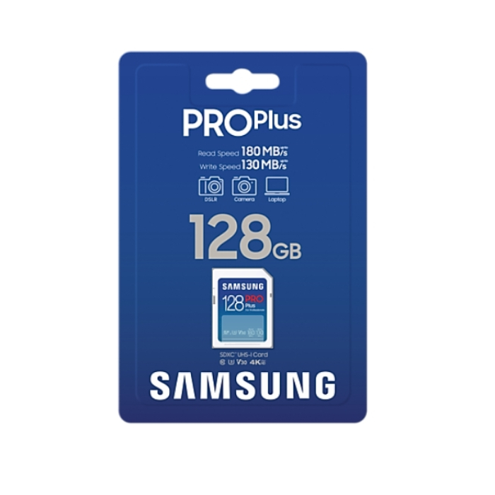 Samsung 128GB SD Card PRO Plus, UHS-I, Read 180MB/s - Write 130MB/s (тъмнейл - 4)