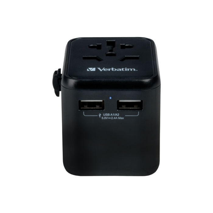 Verbatim UTA-01 Universal Travel Adapter with 2 x USB-A ports (тъмнейл - 1)