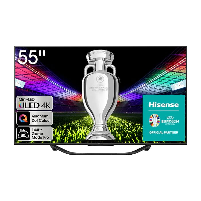 Hisense 55" U7KQ, 4K Ultra HD 3840x2160, ULED, FALD, Quantum Dot, 144Hz, IPS, HDR 10+, HLG, Dolby Vision IQ, Dolby Atmos, Smart TV, WiFi 5GHz, WiFi Direct, BT, Anyview Cast, 4xHDMI, 2xUSB, LAN, CI+, DVB-T2/C/S2, Black на супер цена