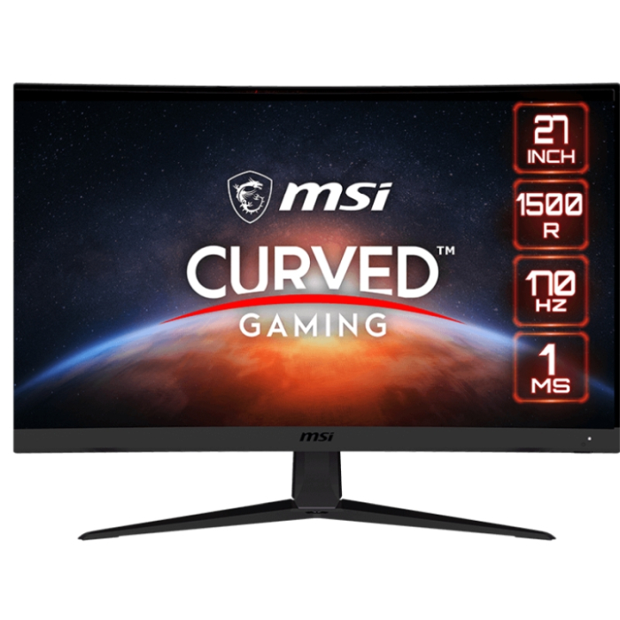 MSI G27C5 E2, 170Hz, 1ms, VA, 1920x1080 FHD, Curve 1500R, Adaptive sync, Anti-Flicker, Less Blue Light, True colors, Anti-Glare, Frameless, 250 cd/m, Contrast 3000:1, DCR 100M:1, 1xDP, 2xHDMI, 1xEarphone out, VESA, Tilt, 36M, 9S6-3CA91T-068