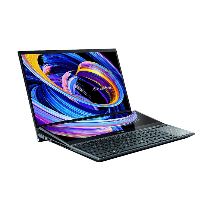 Asus ZenBook Duo 15 UX582H-OLED-H941X, Screen Pad Plus, Intel Core i9-11900H 2.5 GHz (24M Cache, up to 4.9 GHz, 8 cores), 400nits,15.6"OLED 4KUHD (3840x2160)Touch, 32GB DDR4 on board, PCIE4 1TB SSD, RTX3080 8GB GDDR6,TPM, Win11 Pro 64 bit, Sleeve,Sty (тъмнейл - 1)