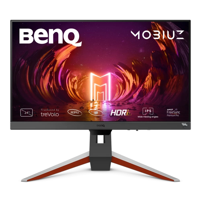 BenQ MOBIUZ EX240, 23.8", IPS, 1920x1080 FHD, 1ms 165Hz, 99% sRGB, 350 cd/m2, FreeSync Premium, 2x HDMI 2.0, DP, HDRi, treVolo 2x 2.5W speakers, Height Adjustable Stand, USB Hub, Eye-care VESA 100x100, Silver на супер цена