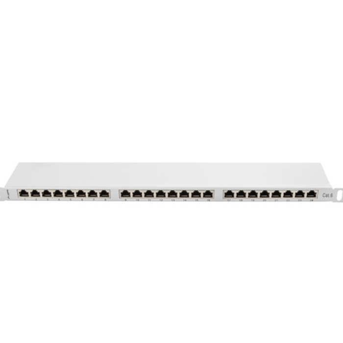 Lanberg patch panel 24 port 0.5U CAT.6 shielded, grey (тъмнейл - 1)