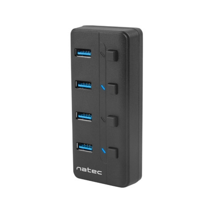 Natec USB 3.0 Hub Mantis 2 4-Port On/Off With AC Adapter