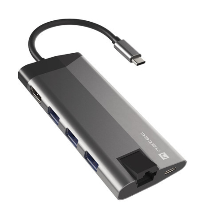 Natec Fowler Plus Multiport Adapter 8 in 1, USB 3.0 HUB, HDMI 4K, USB-C PD, RJ45, SD, Micro на супер цена