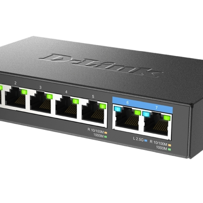 D-Link 7-Port Multi-Gigabit Unmanaged Switch (тъмнейл - 1)