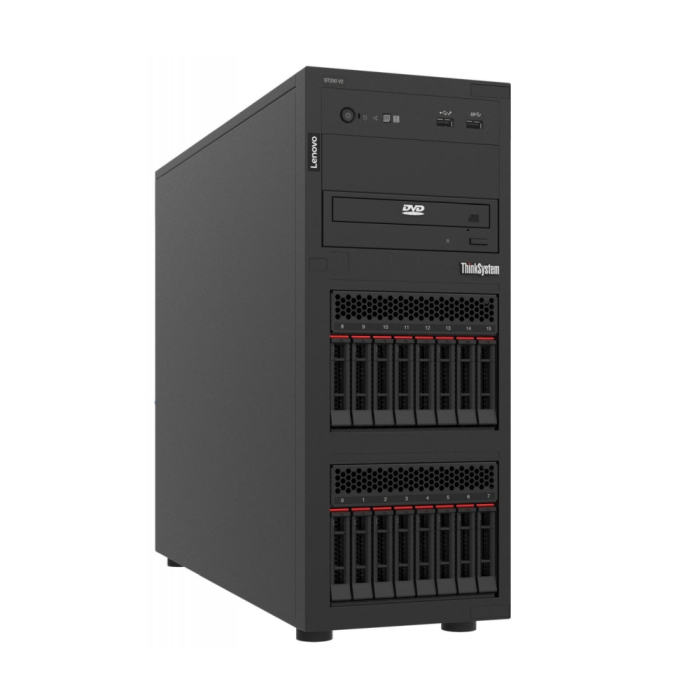 Lenovo ThinkSystem ST250 V2 Xeon E-2356G (6C, 3.2GHz, 12MB Cache/80W), 1x32GB, O/B, 2.5" HS (8), 5350-8i, HS 750W Titanium, XCC Enterprise, No DVD