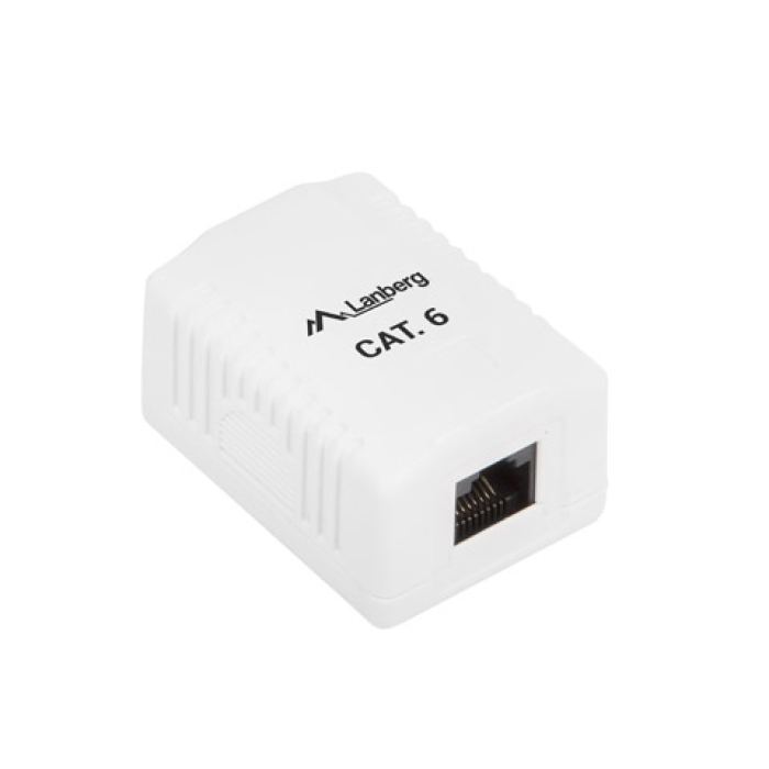 Lanberg surface-mount box CAT.6 UTP UNshielded 1X RJ45, white (тъмнейл - 1)