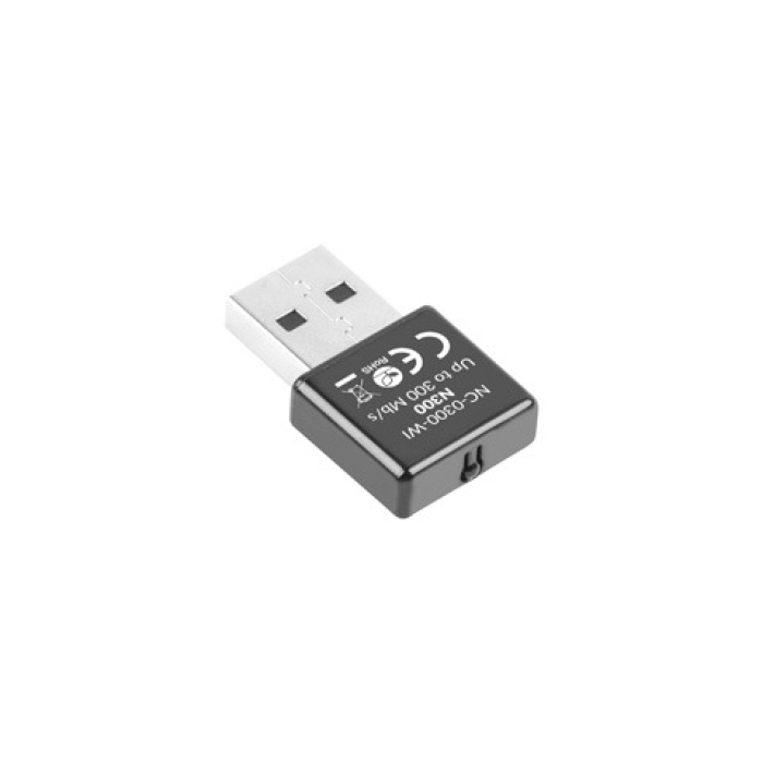 Lanberg Wireless Network Card USB NC-0300-WI N300 2x Internal Antenna (тъмнейл - 1)