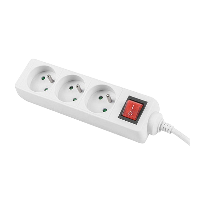 Lanberg power strip 1.5m, 3 sockets, french with circuit breaker quality-grade copper cable, white