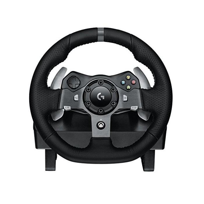 Logitech G920 Driving Force Racing Wheel, Xbox One, PC, 900° Rotation, Dual Motor Force Feedback, Adjustable Pedals, Leather (тъмнейл - 1)