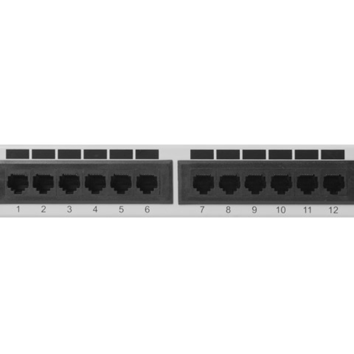 Lanberg patch panel 12port 1U 10" CAT.6, grey (тъмнейл - 1)