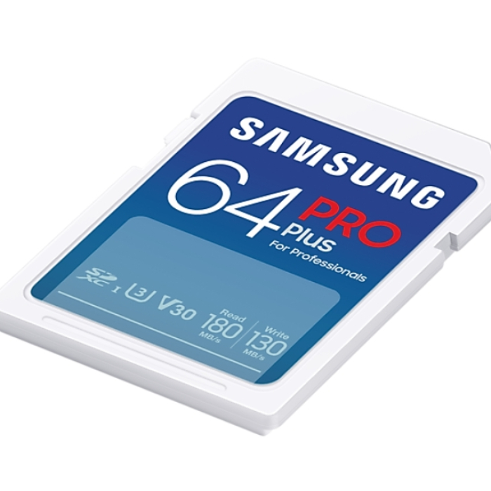 Samsung 64GB SD Card PRO Plus, UHS-I, Read 180MB/s - Write 130MB/s (тъмнейл - 3)