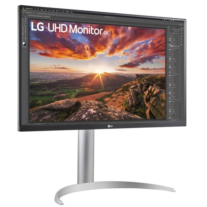 LG 27UP850N-W, 27" UHD 4K IPS, Anti-Glare, DCI-P3 95%, Cinema Screen, 5ms, 1200:1, 400 cd/m2, 3840x2160, HDR 400, MAXX Audio 5W x 2, USB type-C charging (up to 90W), HDMI, DisplayPort, AMD FreeSync, Headphone out, Tilt, Height (Range), Pivot (тъмнейл - 2)