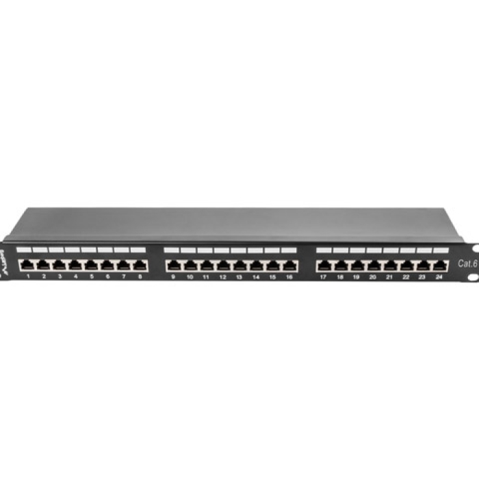 Lanberg patch panel 24 port 1U CAT.6 shielded, black (тъмнейл - 3)