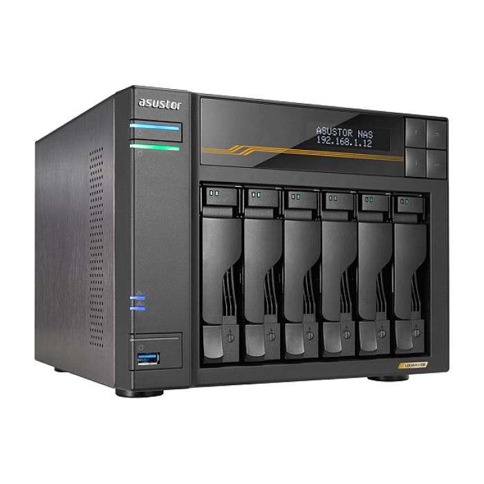 Asustor Lockerstor 6 Gen3 AS6806T 6 Bay NAS, поглед отстрани