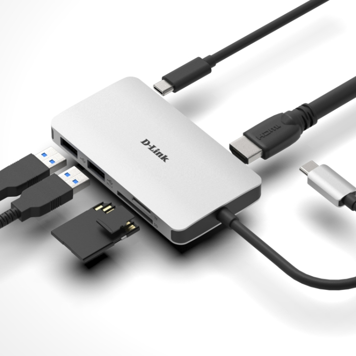 D-Link 6-in-1 USB-C Hub with HDMI/Card Reader/Power Delivery (тъмнейл - 1)