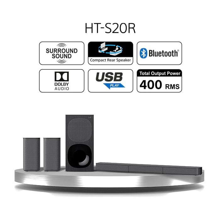 Sony HT-S20R, 5.1ch Home Cinema Soundbar System, black