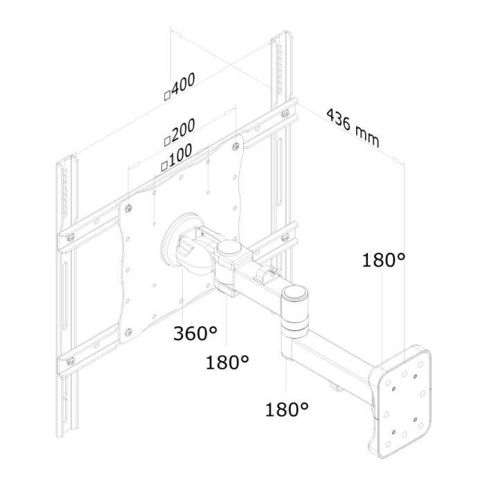 Neomounts by NewStar Flat Screen Wall Mount (3 pivots & tiltable) (тъмнейл - 2)